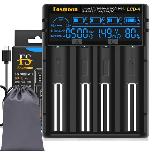 Chargeur de piles 18650 intelligent avec écran ACL, piles rechargeables 3,7 V et 1,2 V
