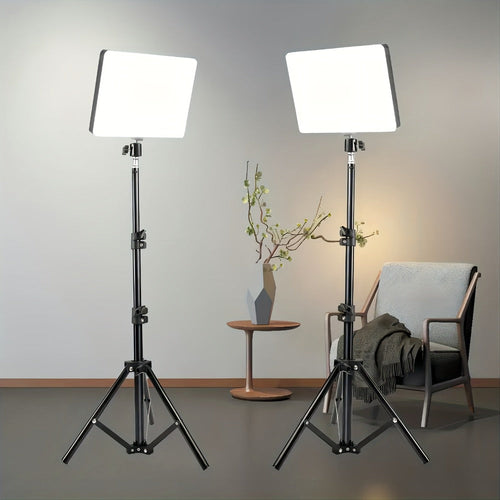 Anneau lumineux DEL carré 10 po avec trépied réglable 63 po et support de téléphone