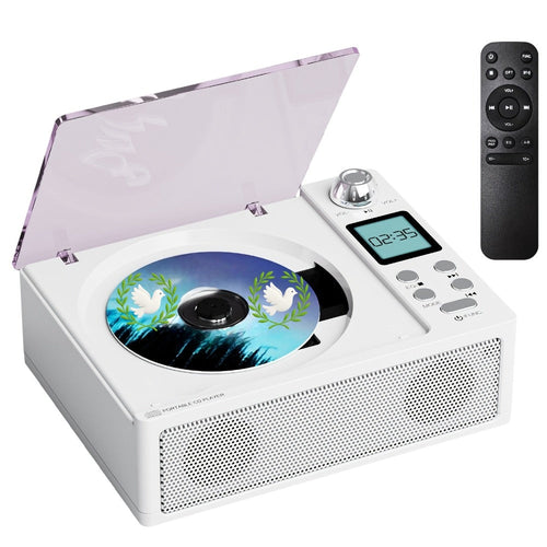 Lecteur CD Bluetooth avec radio FM, haut-parleurs stéréo doubles, USB, AUX, recharge USB-C