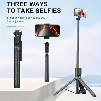 Perche à égoportrait trépied 67 po rétractable avec télécommande sans fil et rotation 360°
