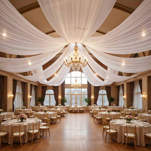 Chiffon Ceiling Drapes 63 x 118 in, Set of 6, for Weddings and Events
