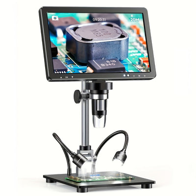 Microscope numérique DM12 avec écran IPS 10,1 po, deux lampes latérales et grand support