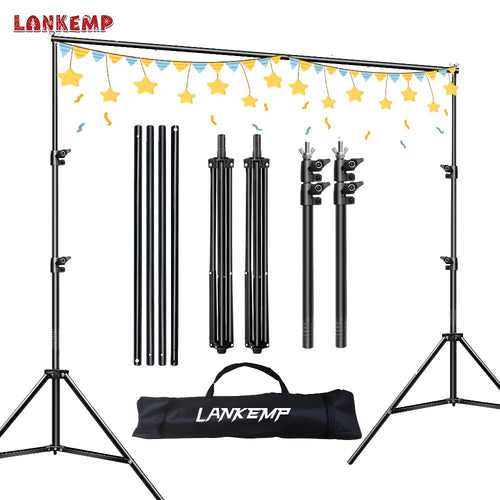 6.6 ft Square Photography Backdrop Stand Kit with Two Tripods, Crossbars, Clips and Bag