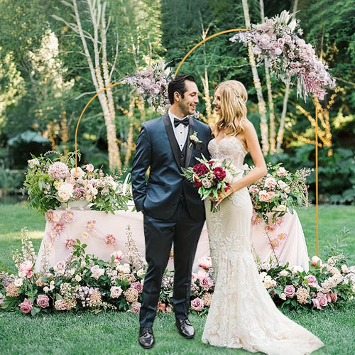 Ensemble de 2 ou 3 arches de mariage en métal doré, support de fond et arche de ballons