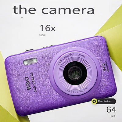 W810 Compact Digital Camera, 64MP, 1080P Video, 16X Digital Zoom, 32GB Card