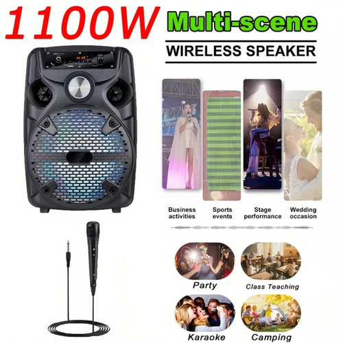 Haut-parleur de fête portatif avec lumières DEL 7 modes et microphone – 4 modèles