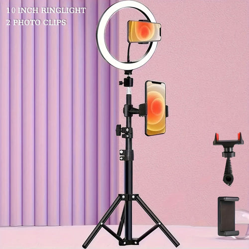 Anneau lumineux USB 12 po, trépied rétractable et 2 pinces de téléphone, 3 couleurs ou RGB
