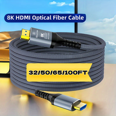 Câble HDMI 2.1 à fibre optique 8K60 4K120 48 Gb/s, tressé mince, 32 à 100 pi