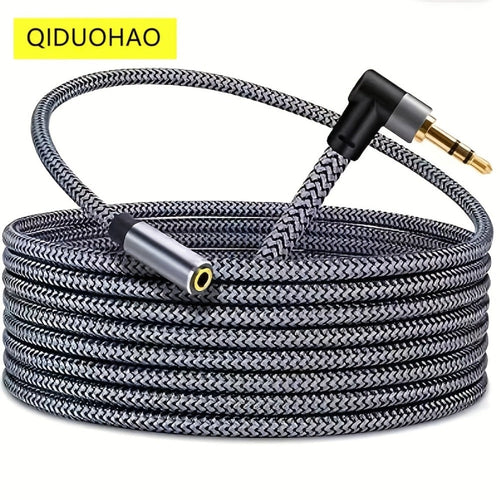 Rallonge audio 3,5 mm mâle-femelle en nylon tressé, connecteurs à angle droit