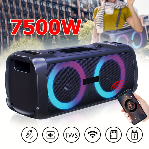 Portable Party Bluetooth Speaker with Dual 6.5 in Woofers, TWS and LED Rings