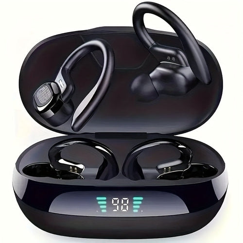 Bluetooth 5.4 Sport Earhook Wireless Earbuds with LED Case and Touch Control