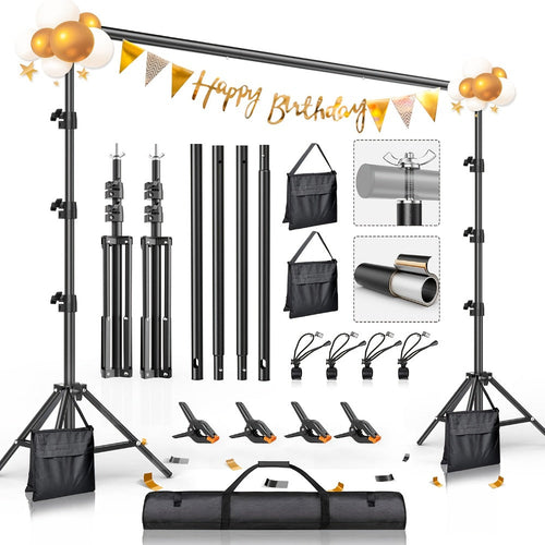 10 x 8.5 ft Backdrop Stand Kit with Tripods, Clamps, Ballast Bags and Carry Bag
