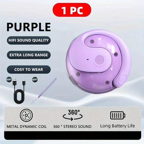 Open-Ear AI Translation Earbuds with Round Battery Display Case, 6 Colors