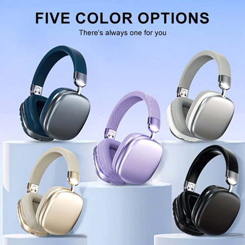 Foldable Over-Ear Wireless Headphones, Cushioned Earcups, Mic, Black or Purple