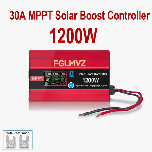 30A MPPT Solar Boost Charge Controller, 600W or 1200W – Lead-Acid, Gel and Lithium