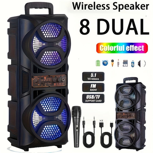 Haut-parleur sono Bluetooth 1200 W rechargeable avec micro filaire et lumières DEL
