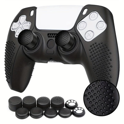 Housse en silicone pour manette avec 10 capuchons de joysticks, compatible PS5 DualSense
