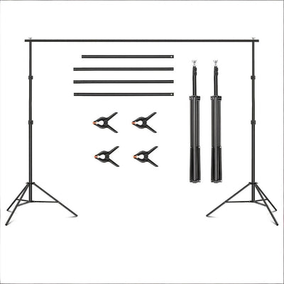 Adjustable 10 x 7 ft Photo Backdrop Stand Kit with 2 Tripods, 4 Crossbars and Bag