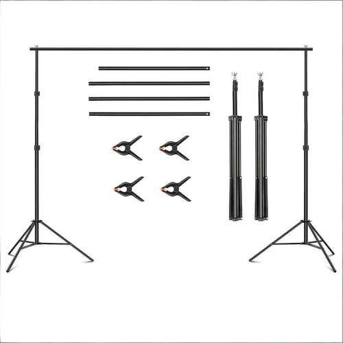 Adjustable 10 x 7 ft Photo Backdrop Stand Kit with 2 Tripods, 4 Crossbars and Bag