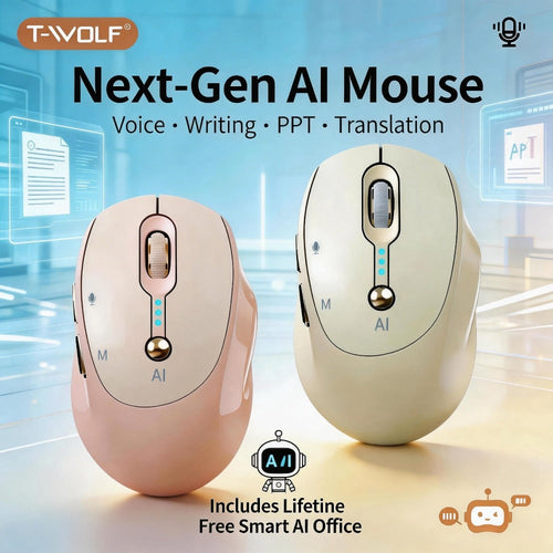 Souris sans fil IA silencieuse et rechargeable, saisie vocale et traduction en temps réel