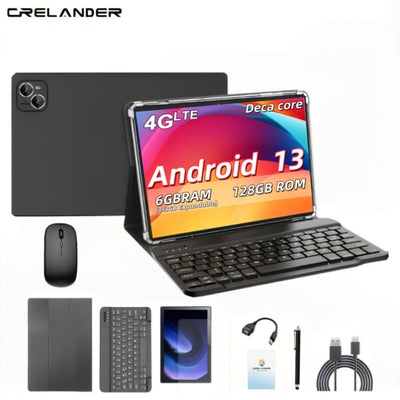 10.1-Inch Android 13 Tablet, 6GB Total RAM, 128GB, Dual SIM 4G LTE, Keyboard and Mouse