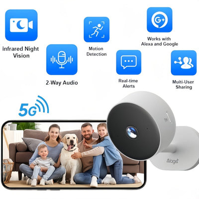 Caméra de sécurité intérieure 3 MP format carte, Wi-Fi bibande, vision nocturne IR