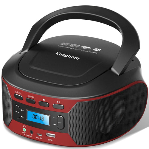 Lecteur CD portable Bluetooth style boombox, radio FM, USB, AUX et prise écouteurs