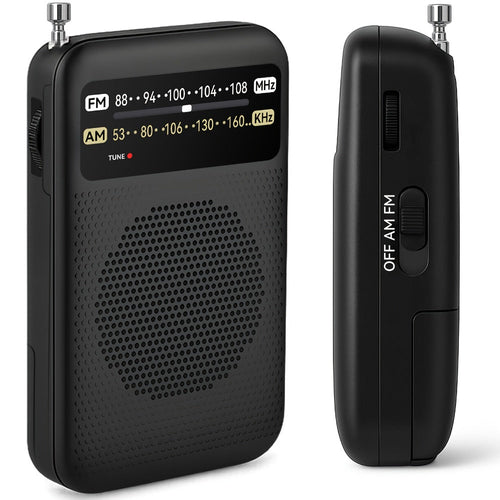 Radio de poche AM/FM à piles AA, prise casque 3,5 mm, à l'unité ou en duo