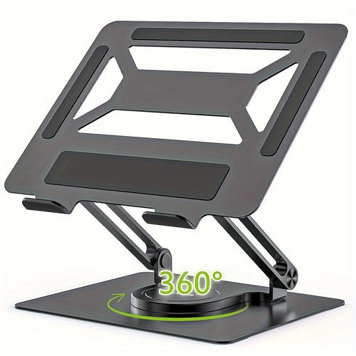 Support pour portable rotatif à 360°, base pivotante, pliable en métal, argent ou noir
