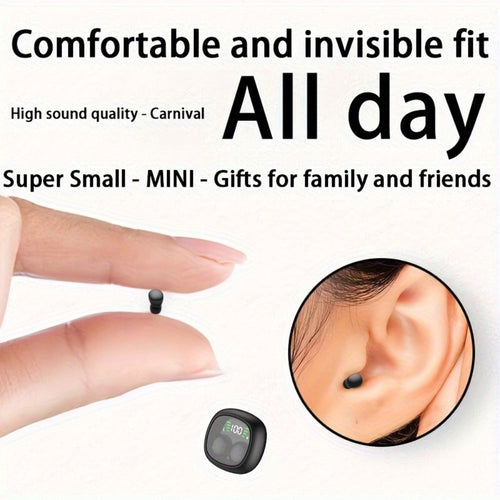 Écouteurs sans fil ultra-compacts intra-auriculaires, commande tactile, micro et étui DEL