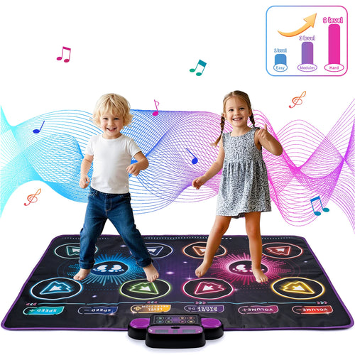 Tapis de danse lumineux pour 2 joueurs 106 × 80 cm — 9 niveaux, mode duel