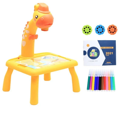 Table à dessin projecteur DEL pour enfants — motifs à tracer, feutres inclus