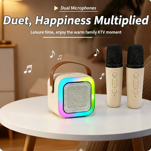 Haut-parleur karaoké portatif avec 2 microphones sans fil, batterie 1200 mAh