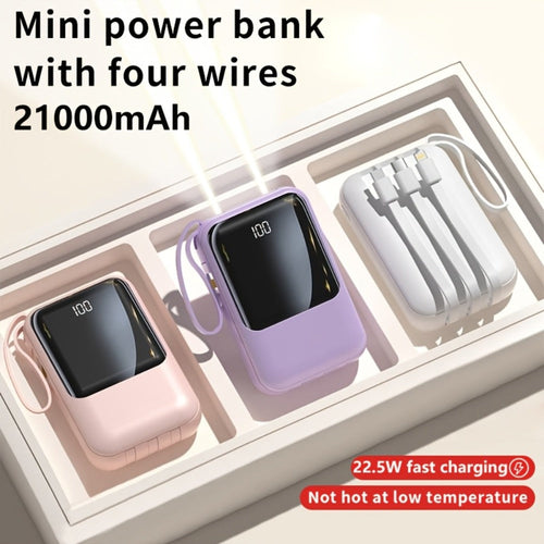 Mini batterie externe 21 000 mAh, câbles intégrés, afficheur DEL, 5 W ou 22,5 W