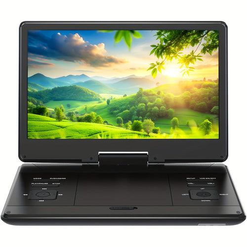 Lecteur DVD portable 14,1 po HD, écran rotatif 270°, entrée/sortie AV, multizone