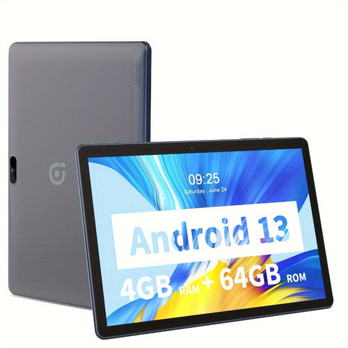 10.1-Inch Android 13 Tablet, 4GB RAM, 64GB Storage, Wi-Fi, Silver Grey