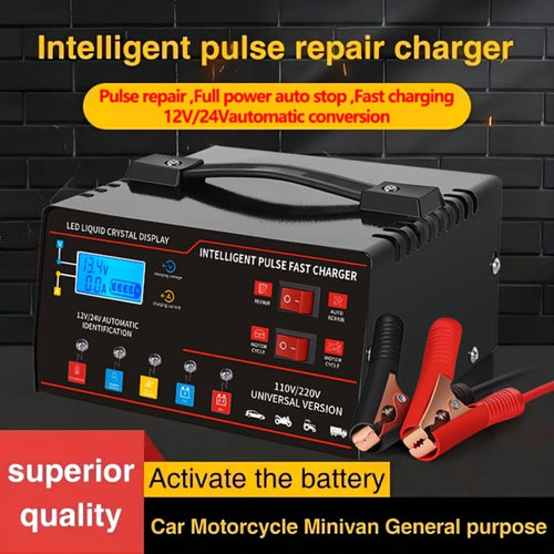 Chargeur de batterie 12 V / 24 V AF01 avec écran ACL, pinces et ventilateur