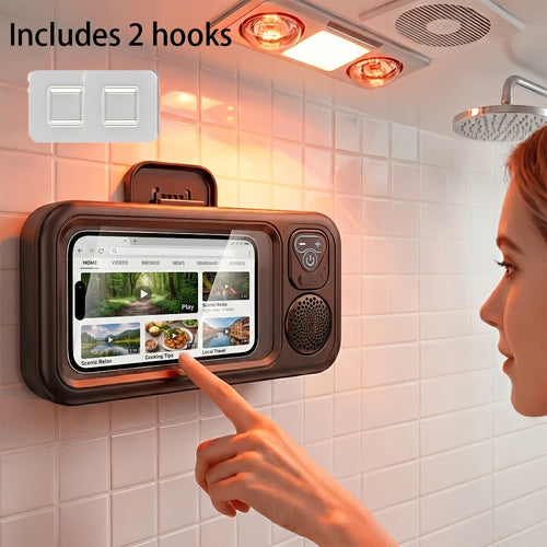 Support de téléphone mural pour douche avec haut-parleur Bluetooth