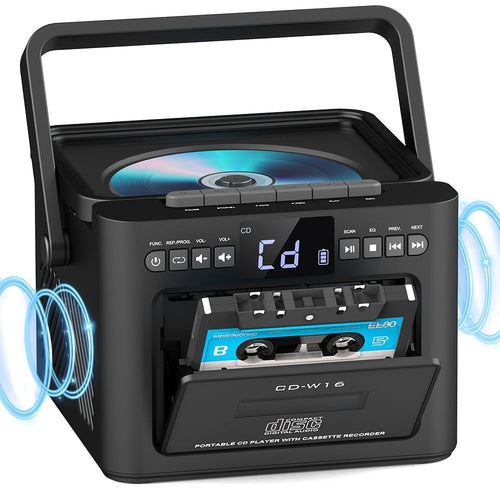 Chaîne portative lecteur CD et cassette, radio FM et lecteur MP3, son stéréo hi-fi