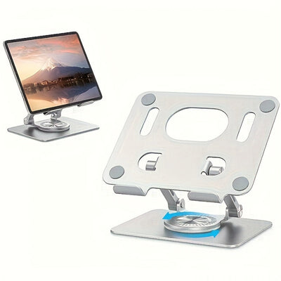 Support de tablette rotatif pliable en métal avec base de bureau, noir ou argent