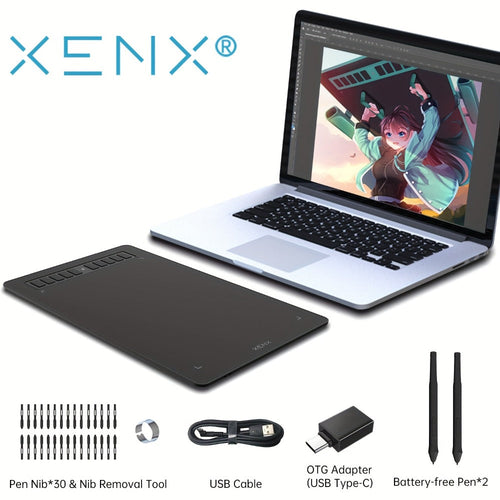 Tablette graphique 10 x 6,22 po, 8192 niveaux de pression, stylet passif sans pile