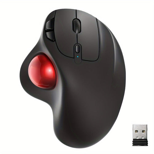 Souris à boule de commande sans fil rechargeable, contrôle au pouce, 3 appareils, USB 2.4G