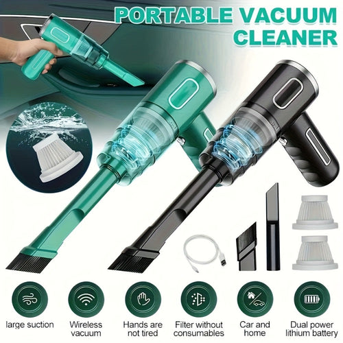 Aspirateur à main sans fil 3 kPa, recharge USB, tube long, brosse et filtre de rechange