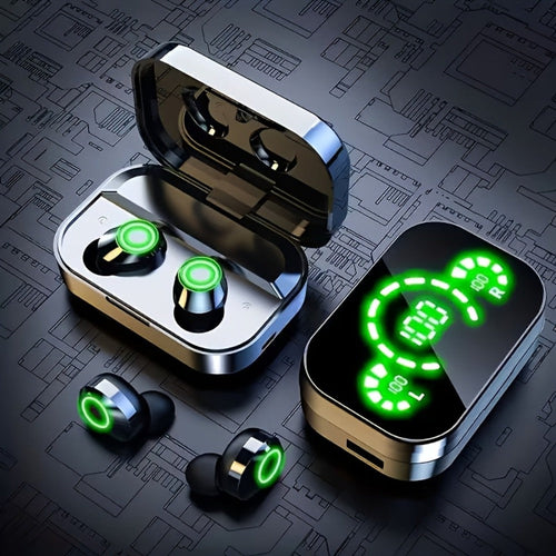 Bluetooth 5.4 Sport Wireless Earbuds with 800mAh Mirror Display Case