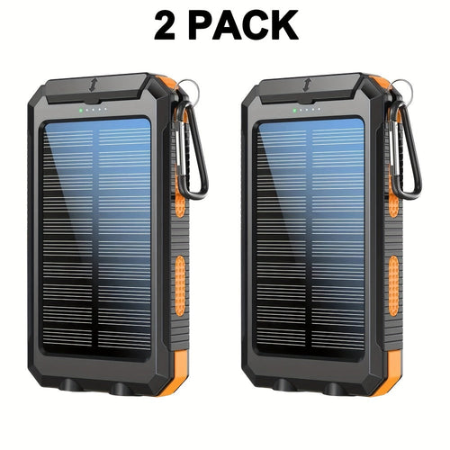 Batterie externe solaire portative à 2 ports USB et charge rapide, 7 couleurs